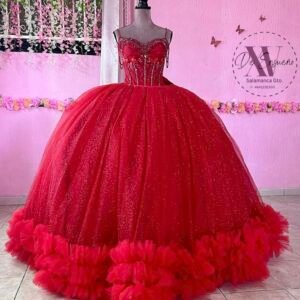 Vestido de capas rojo