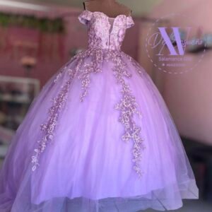 Vestido corte A lila