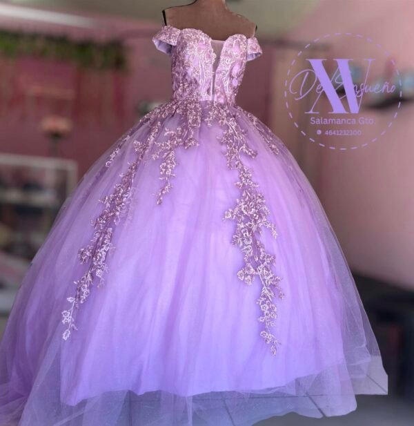 Vestido corte A lila