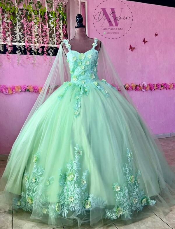Vestido de corte princesa turquesa