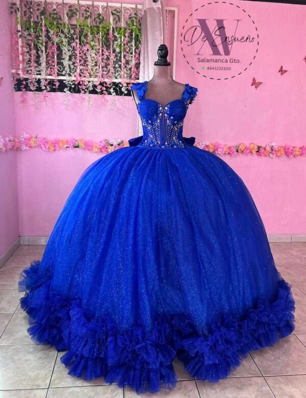 Vestido de corte princesa azul