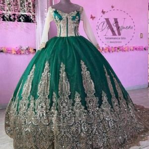 Vestido de corte princesa verde