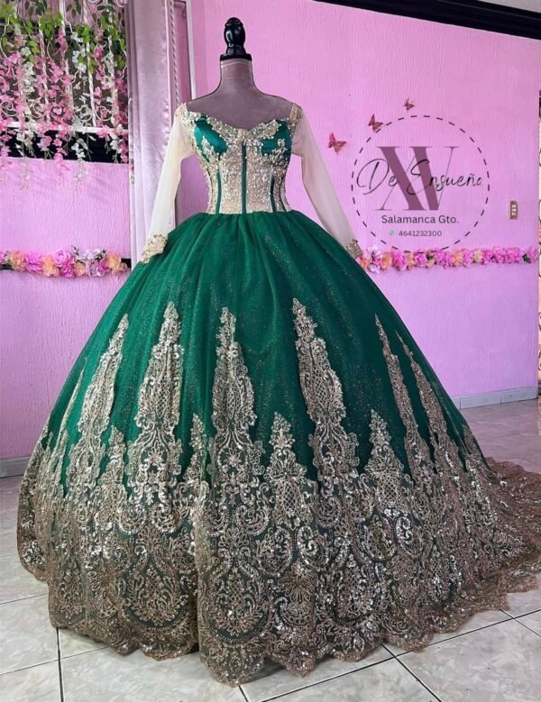 Vestido de corte princesa verde